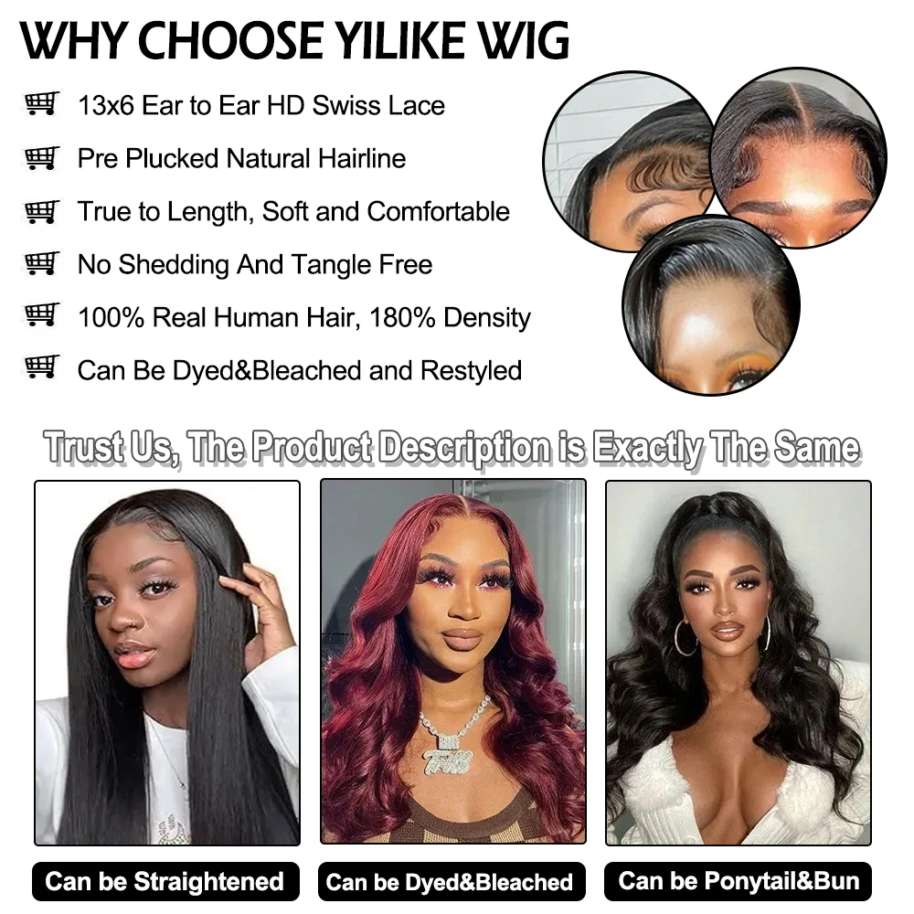 13x6 Body Wave Lace Front Wigs Human Hair Pre Plucked 180 Density HD Transparent Lace Frontal Wigs Human Hair for Black Women 4