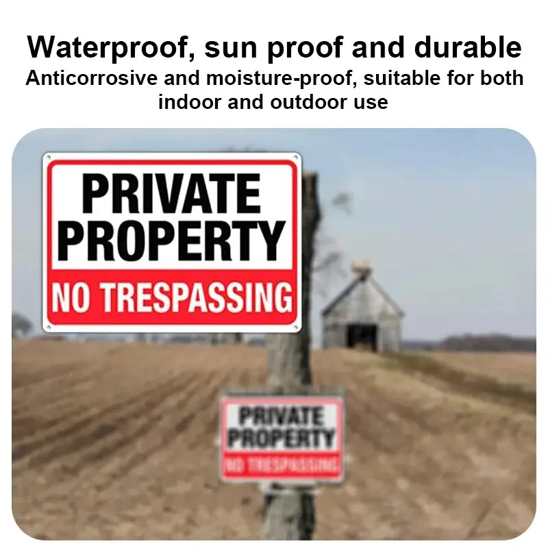 Private Property No Trespassing Sign,Rust Free Aluminum Signs with 4 Holes-Perfect for Home & Business Outdoor Use-Warning