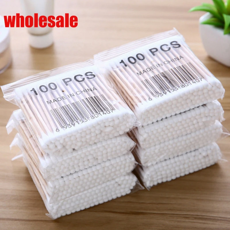 Cotton swabs Bamboo Baby Cotton Swab Wood Sticks Soft Cotton Buds Cleaning of Ears Tampons Health Beauty Swab
