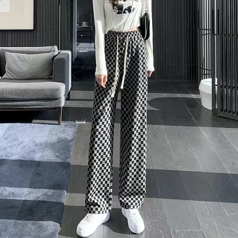 パンツ jieda PLAID WIDE SLACKS Wide Leg Palazzo Summer Women's Plaid Checked Pants 2024