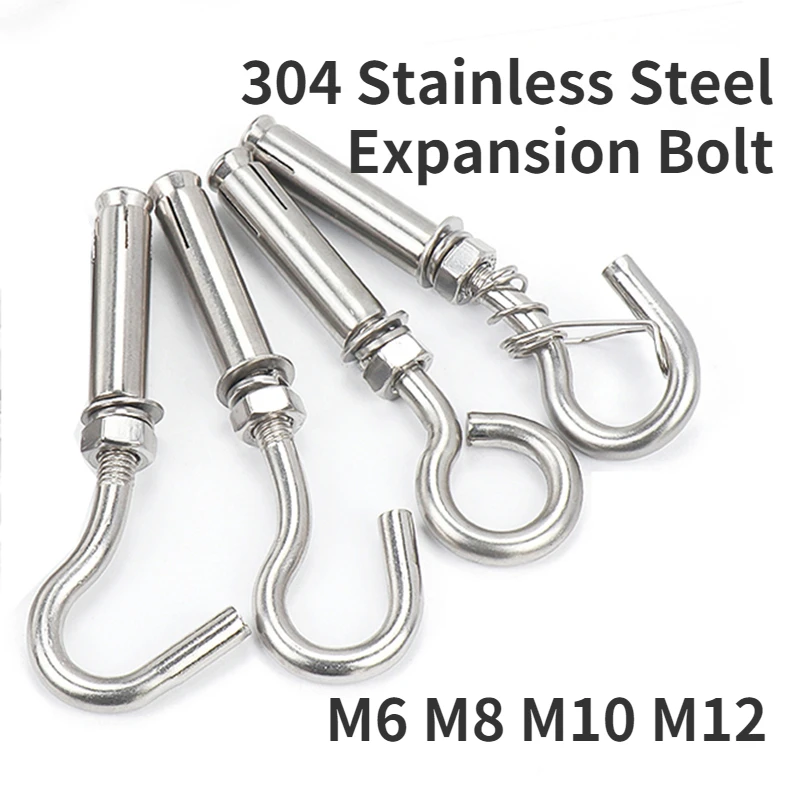 

2/5pcs 304 Stainless Steel Expansion Hook Large Opening/Small Opening/Closing Ring/Small Opening with Spring Bolt M6M8M10M12