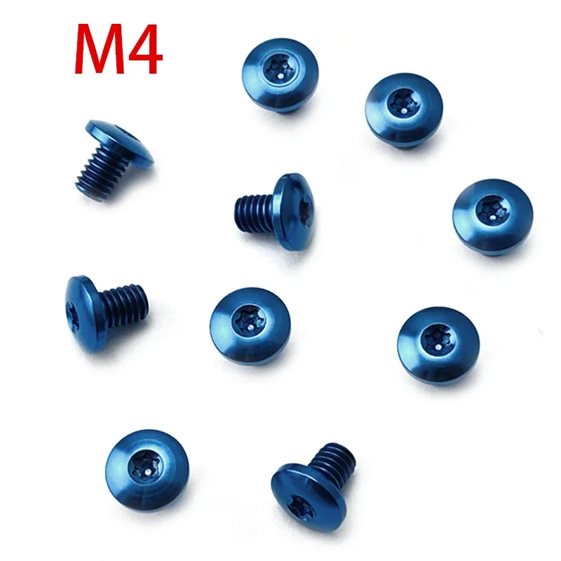 4pieces Blue Titanium Alloy Half Round Head Quincunx Screw M4 Folding Knife Handle Screw DIY Spindle Titanium Alloy Knife