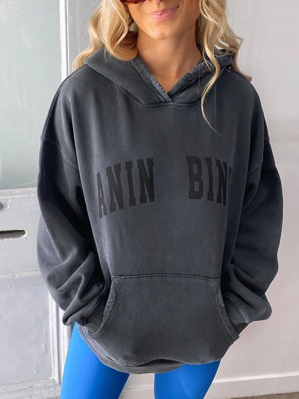 

Letter Print Vintage Hoodie Women 2023 Clothing Gray Vintage Loose Hooded Sweatshirt Female Fashion Pullovers Pullover Tops