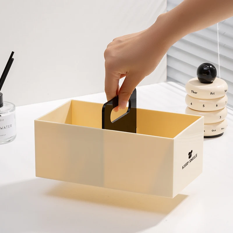 Epeiushome desktop storage box Nordic style sundries compartment handle pen holder remote control cosmetic finishing