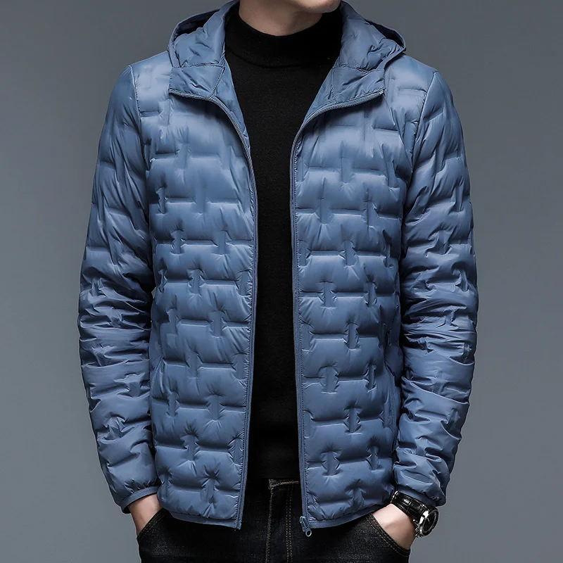 

Lightweight warm men's down jacket Hooded short 90 white down jacket solid color Men's fashion new autumn/winter
