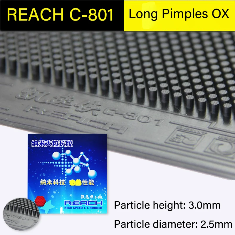 REACH C-801 Long Pimples OX Table Tennis Rubber Height 3.0mm Diameter 2.5mm Ping Pong Rubber without Sponge with Counter-loop