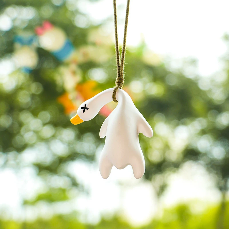Hot Color Change Duck Keychain Beijing Roast Duck Keyring Pendant Funny Car Ornament Decoration Rear View Mirror Accessories duck keychain