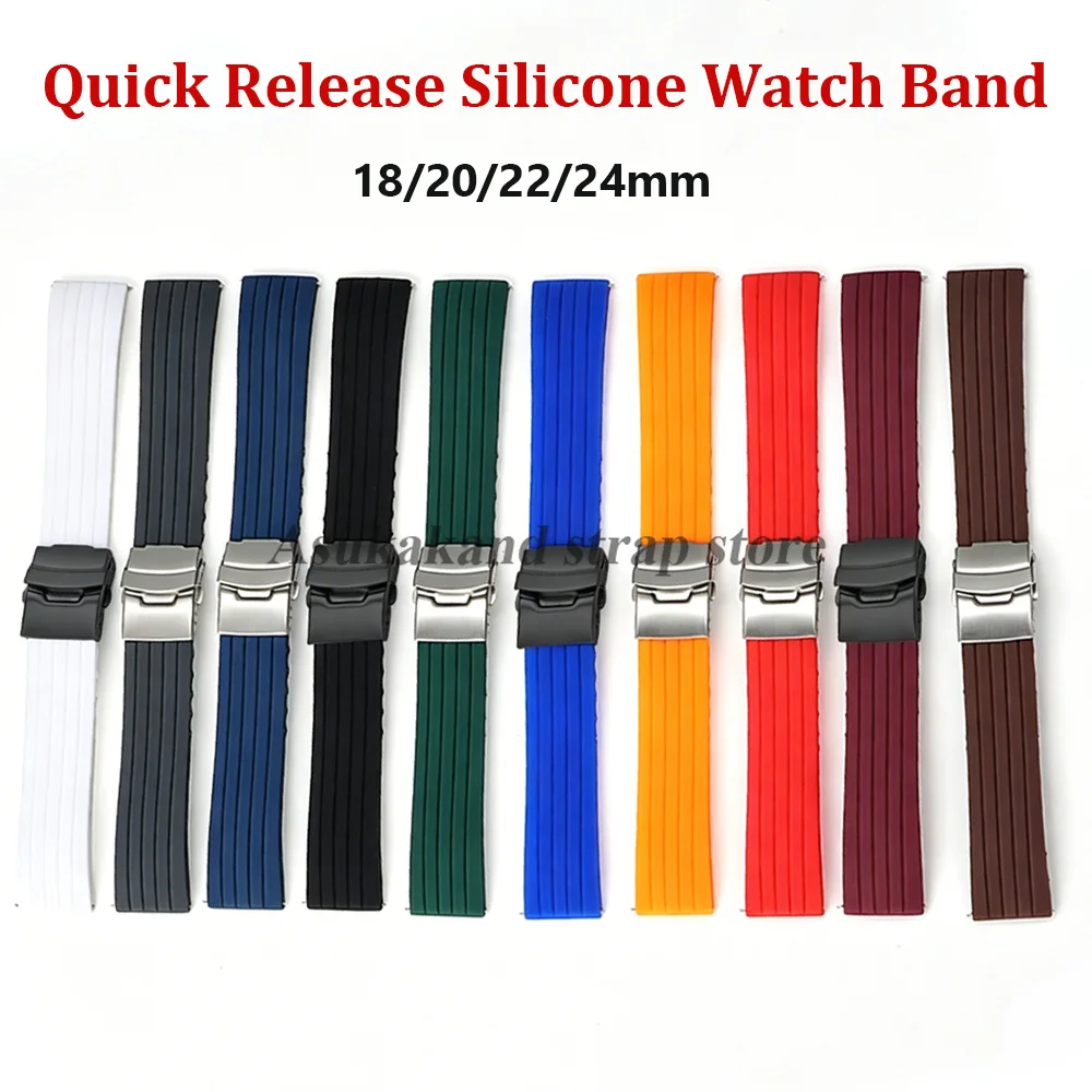 Silicone Quick Release Diving Sport Watchband with Metal Buckle