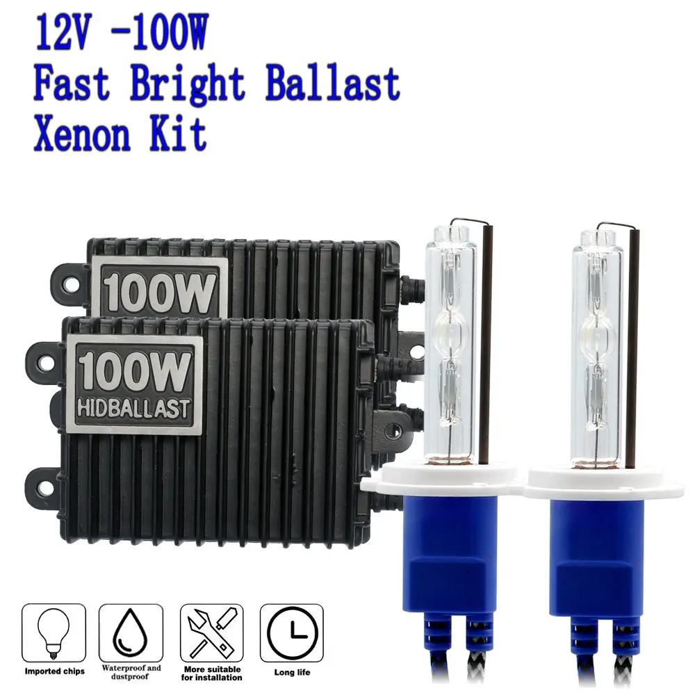 12V 100W truck headlight HID xenon kit H4 bi-xenon H1 H7 H11 H27 880 HB3 HB4 4300K 6000K 8000K super bright van boat lamp bulb