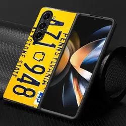Retro Car License Phone Shell Case for Galaxy Z Fold4 (Mix01)