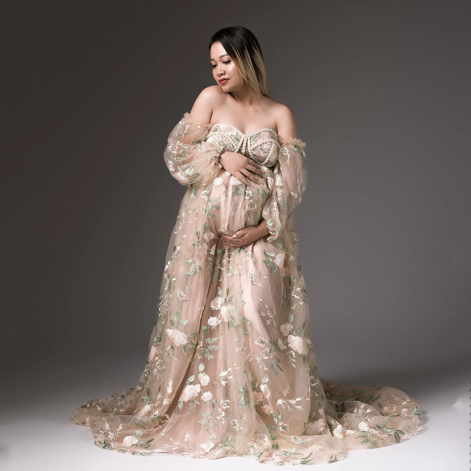 Съемные платья с длинными рукавами «Епископ» и высокой талией для беременных трапециевидные платья для беременных женщин