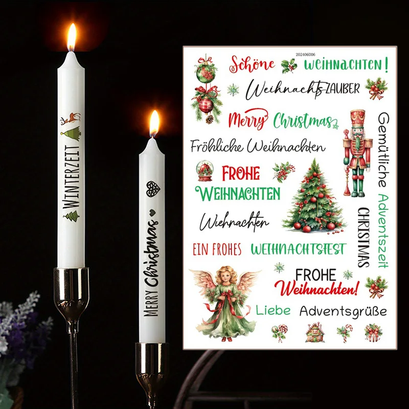 Christmas Candle Sticker Xmas Christmas Sticker Themed Candle Tattoo Decal Party Supplies Color Accessories