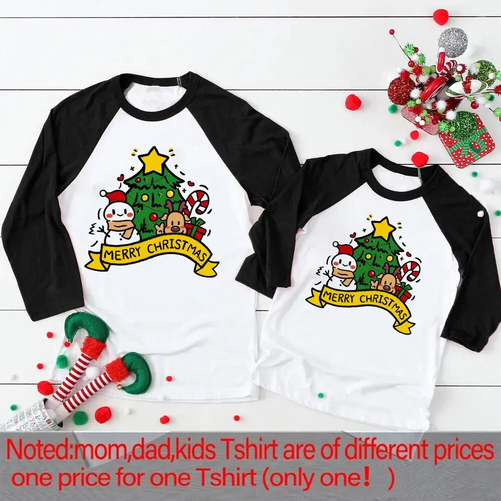 thumbnail image 1 of Conjuntos navideños a juego con estampado de ciervos para la familia, ropa familiar para padre, madre, hijo e hija, camiseta familiar para fiesta navideña, 1 of 5