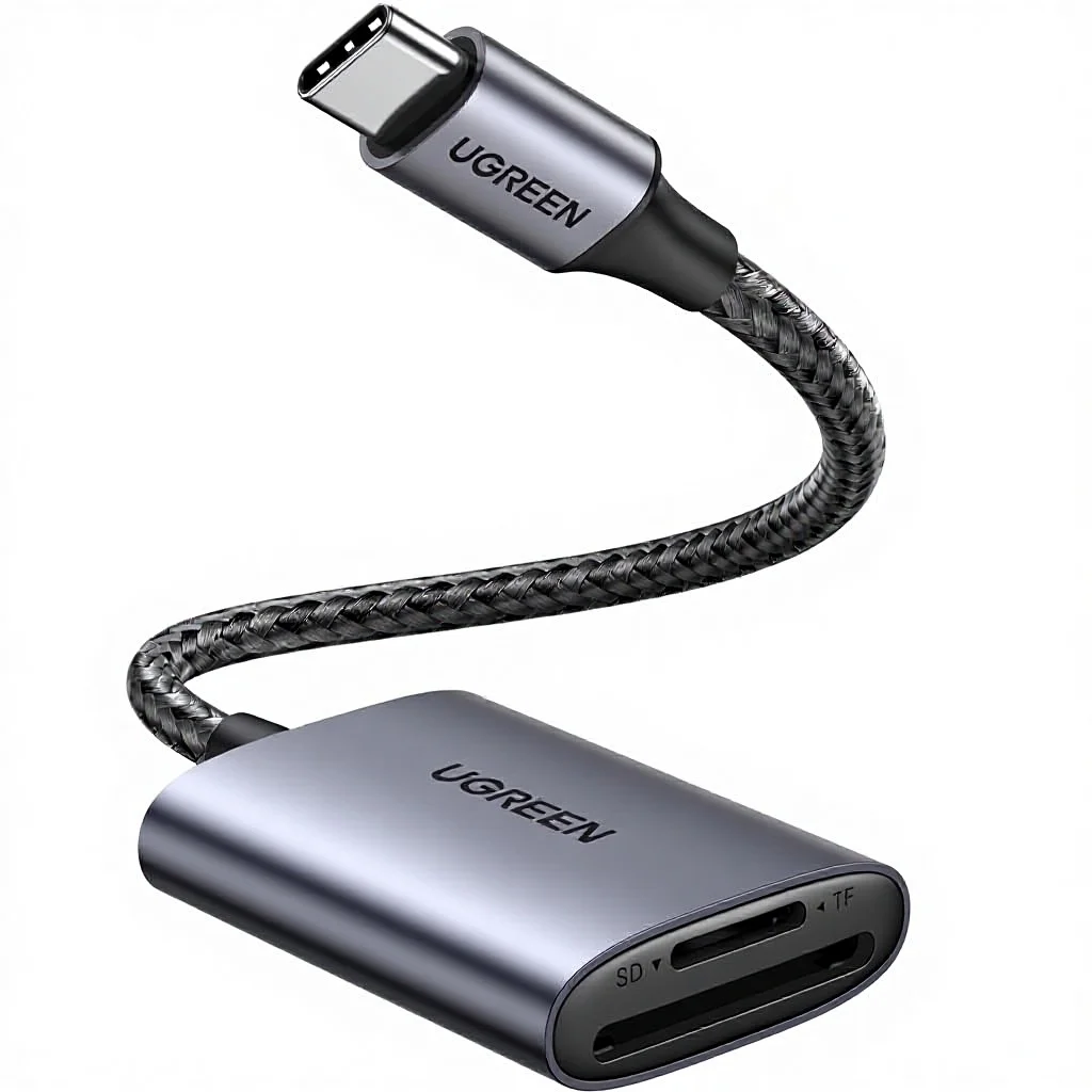 UGREEN USB-C 2-in-1 SD/microSD/TF 카드 리더기 (SDHC/SDXC) 아이폰 17/16 삼성 맥북 아이패드 및 트레일 게임 카메라용