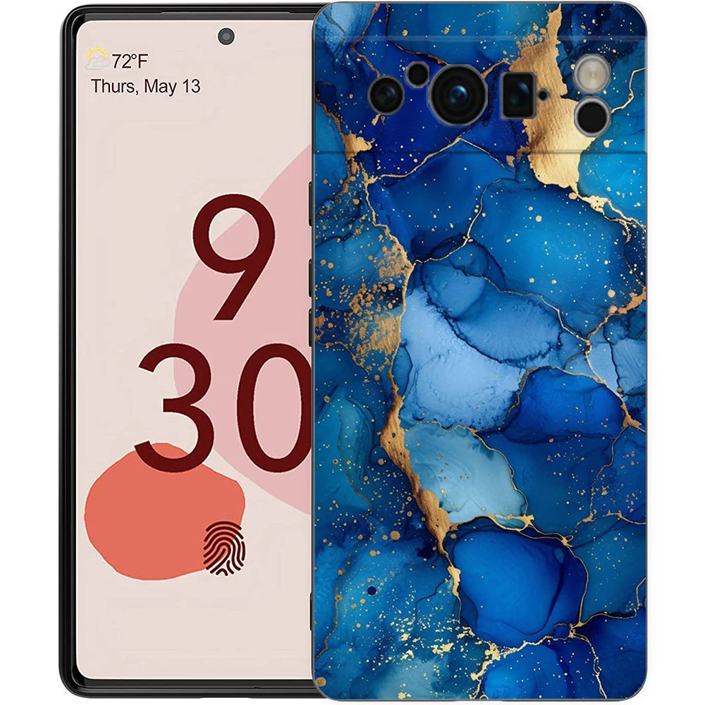Elegant Marble Design Shockproof Black Silicone Phone Case
