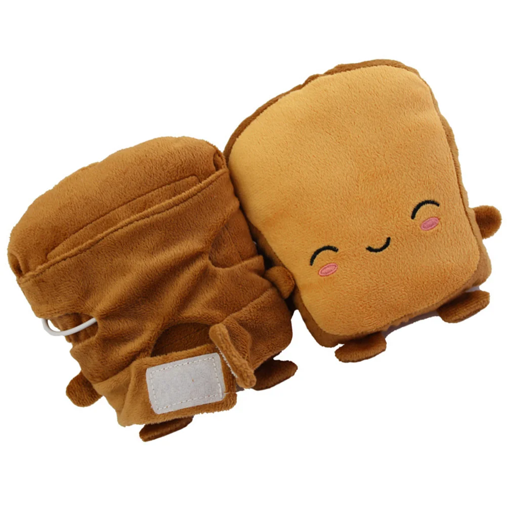 

USB Heated Gloves Lovely Thicken Kids Adorable Bread Carbon Fiber and Rabbit Fur Knit Miss Girl Heating