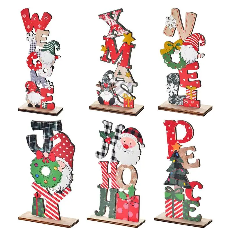 

Christmas Wooden Letter Faceless Old Man Decoration | Multicolored Tabletop Wooden Christmas Party Decorations For Winter