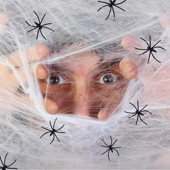 800 sqft 1400 sqft Halloween Spider Webs Decorations with Fake Spiders Stretchy Cobwebs for Halloween Decor Indoor and Outdoor