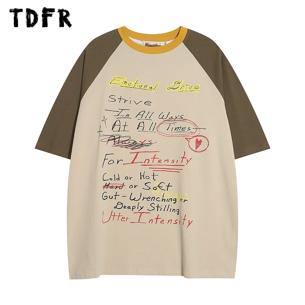 

Футболка мужская с рукавом реглан и надписью, Повседневная Свободная хлопковая рубашка с круглым вырезом и рукавом до локтя, в ретро стиле, на лето