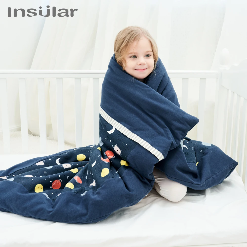 Insular Cartoon Children Quilt Infant Four-season Quilt Baby Cotton Blanket Kids Detachable Stroller Sleep Cover 110*130cm