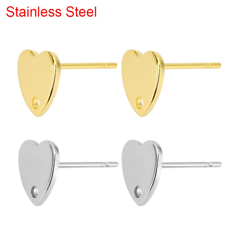 20pcs/lot Stainless Steel Earring Stud Post Connectors 8mm Hypoallergenic Earrings Settings Cabochon Base For Diy Jewelry Making