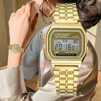Elegant Digital Watch For Women Gold Silver Stainless Steel Business Ladies Electronic Wrist Watches Man Clock Zegarek Damski 1