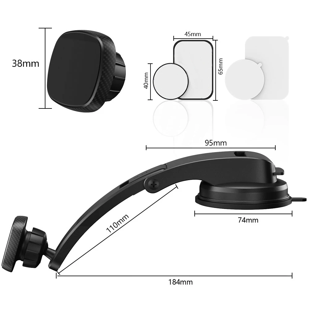 Magnetic Car Phone Holder Universal Dashboard Strong Magnet Mobile Phone Mount 360° Rotation Suction Cup Phone Stand for iPhone