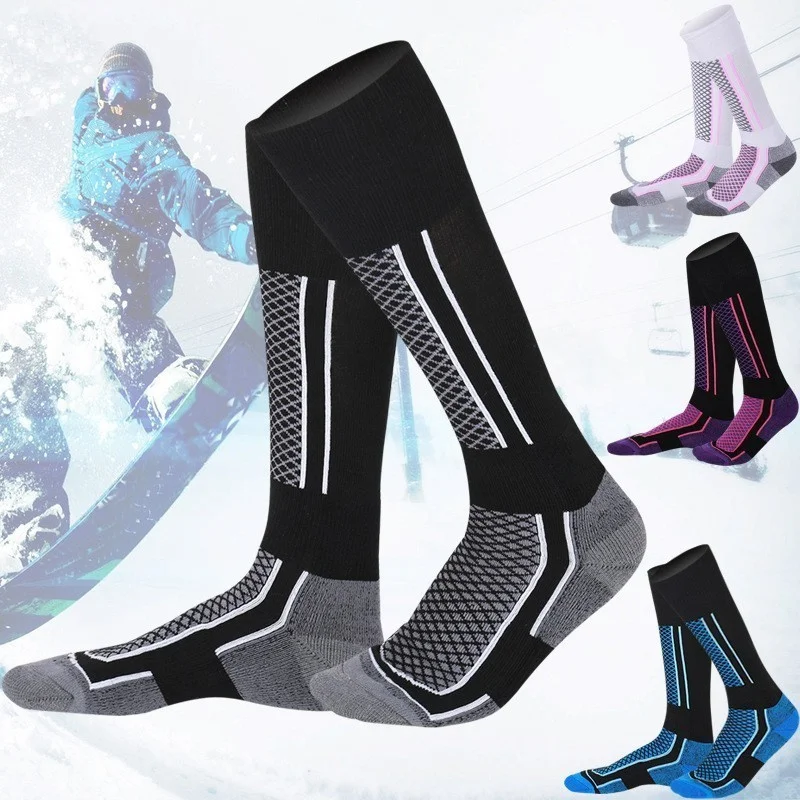 Thick Cotton Long Thermal Ski Socks for Adults and Children, Skiing, Cycling, Hiking, Outdoor Sport, Winter