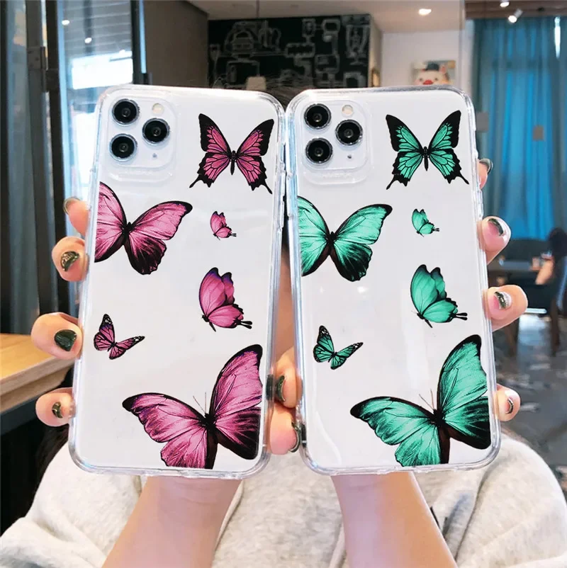 Vibrant Butterfly Transparent Soft Silicone Phone Cover