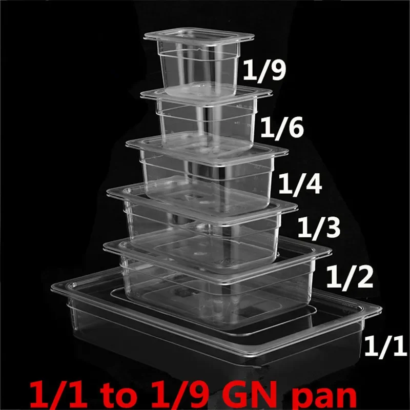 Portable food container PC Acrylic Plastic transparent pick up GN pans Visible food square pots Exhibition plate score basin Containers Storage box tray