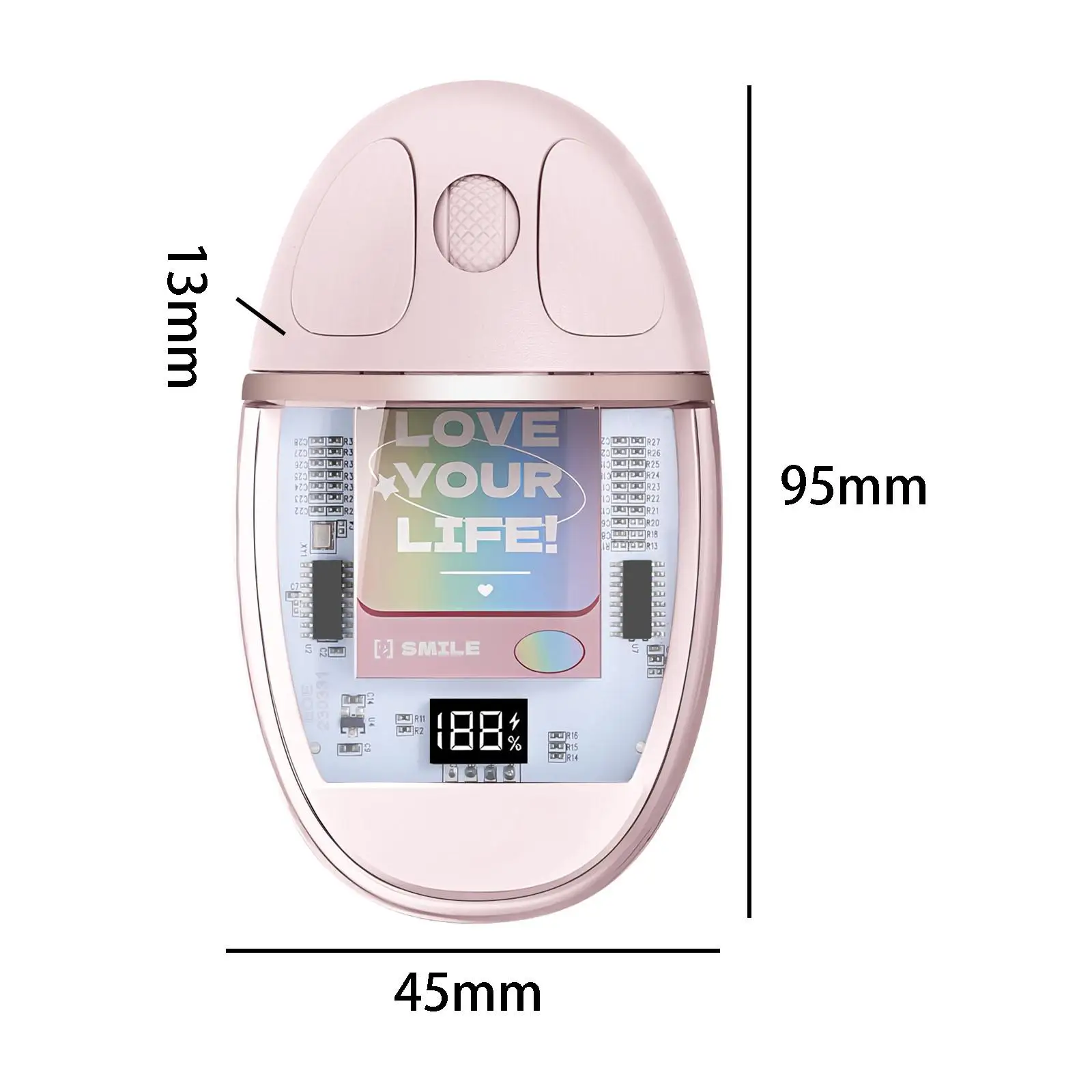 블루투스 무선 USB 마우스 및 LED 디스플레이, 인체 공학적 무소음 컴퓨터 마우스, 컴퓨터 태블릿, 어린이 성인 선물 노트북