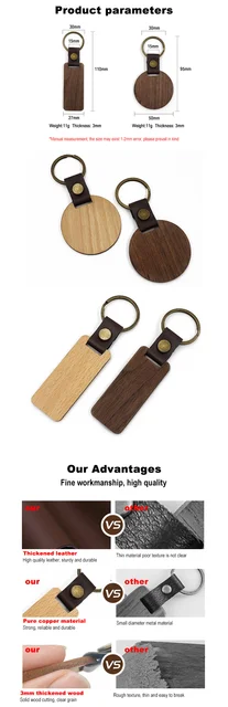 Personalized Laser Walnut Leather Wooden Keychain Luxury Engravable Wooden  Blanks From Winwindg2, $1.16