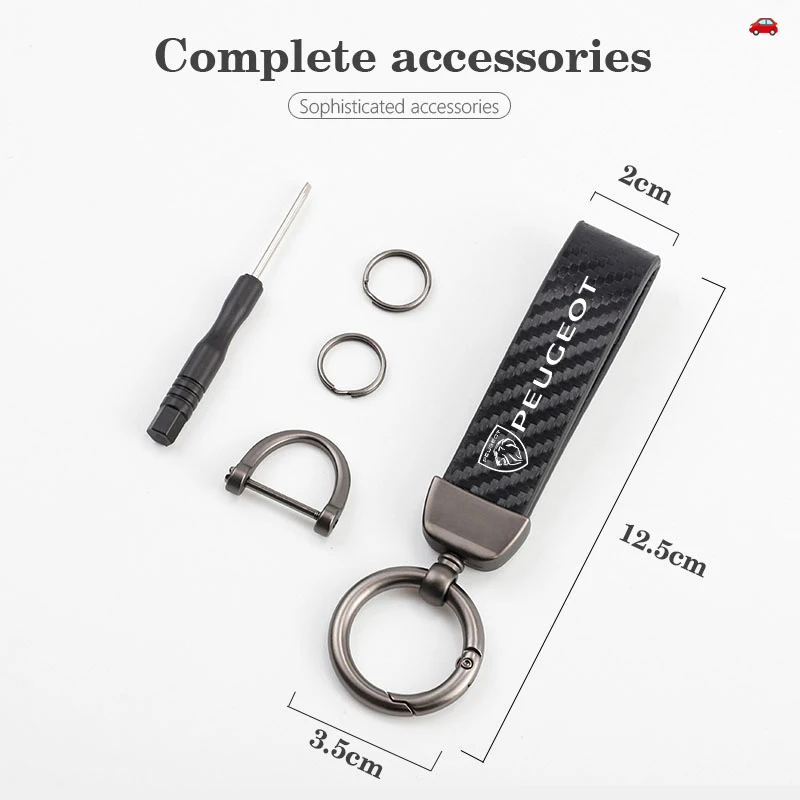 Car Key Decorative Accessories Carbon Fiber Leather Keyrings For Peugeot 408 4008 308 3008 Rifter 5008 508 2008 208 301 407 108