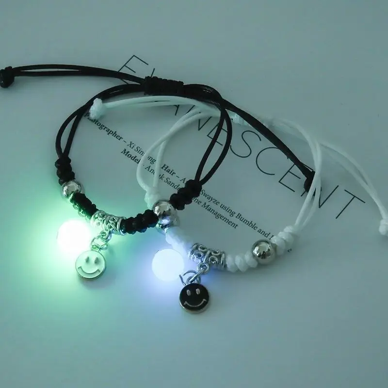 Rope Bracelet 2PC/Set Fashion Luminous Moon Star Bracelet Couple Adjustable Matching Friend Bracelets