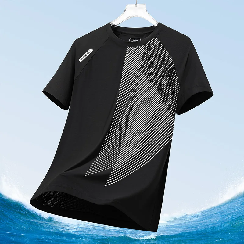

Fashion Quick Dry Material Short Sleeves Tops Summer Running Sport Tee Casual O-neck Loose T-shirt Outdoor Fitness Men's T Shirt
