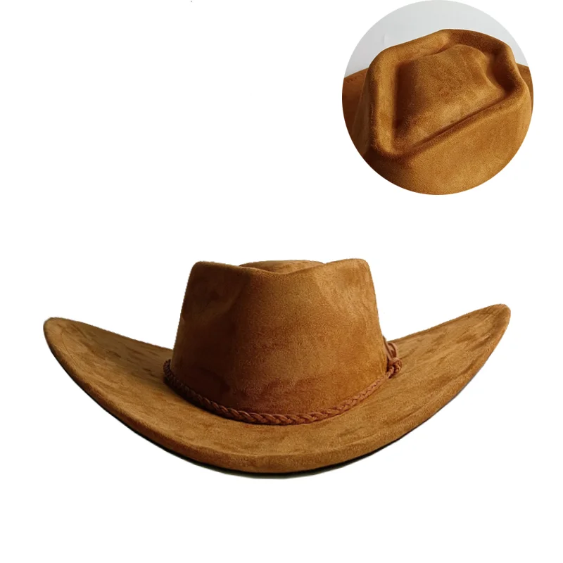 Orange LOVE Top Cowboyhut Wildlederhut Ethnischer Stil Western Cowboy Kunstleder Samt Jazzhut Herbst und Winter Roll-up-Krempe – Detail 27