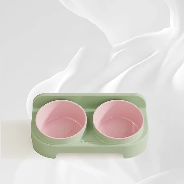 Eco-Friendly Cat Bowl Dual-Bowl Set - Slanted Mouth Food & Water Bowl for Cats, Also Suitable for Dogs, 2