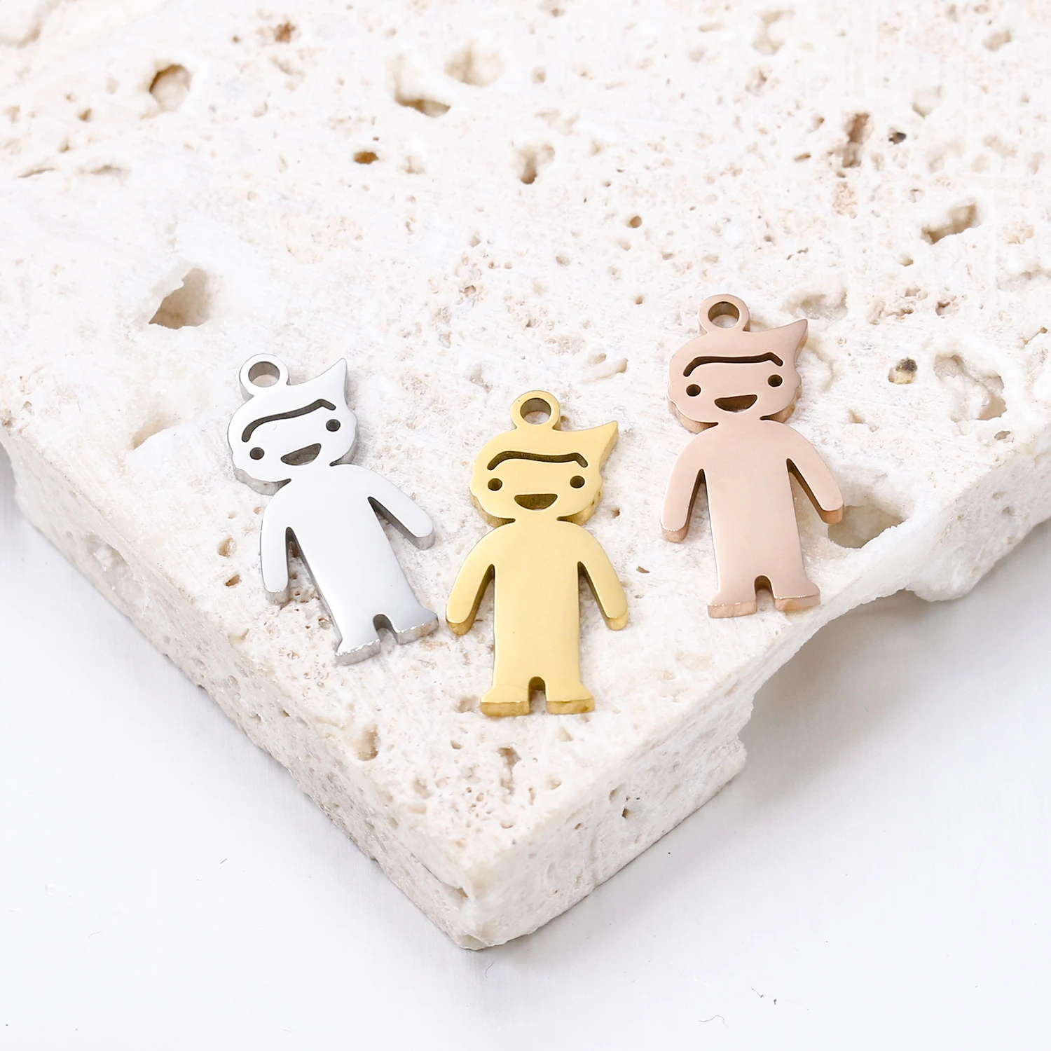 5 teile/los 100% Edelstahl Junge Mädchen Hund Katze Kind Kind Charms Familie Schmuck Anhänger DIY Halskette Schmuck Machen Zubehör – Detail 2