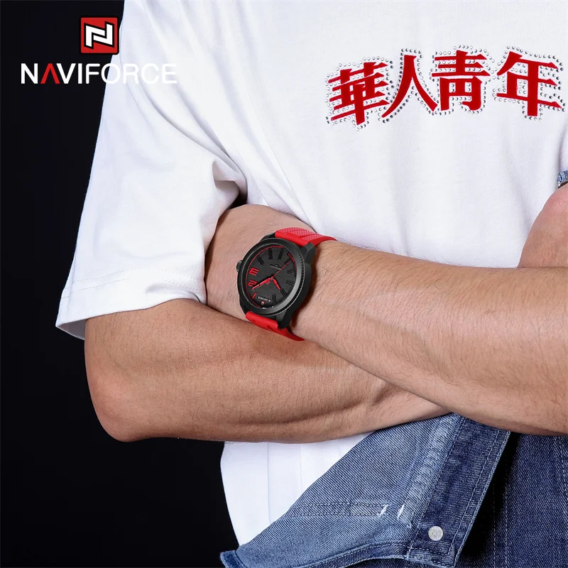 NANVIFORCE Orologio Sportivo Uomo Con Cinturino In Silicone, Cassa In Lega, Quadrante Con Calendario, Stile Britannico, 3 ATM - 3