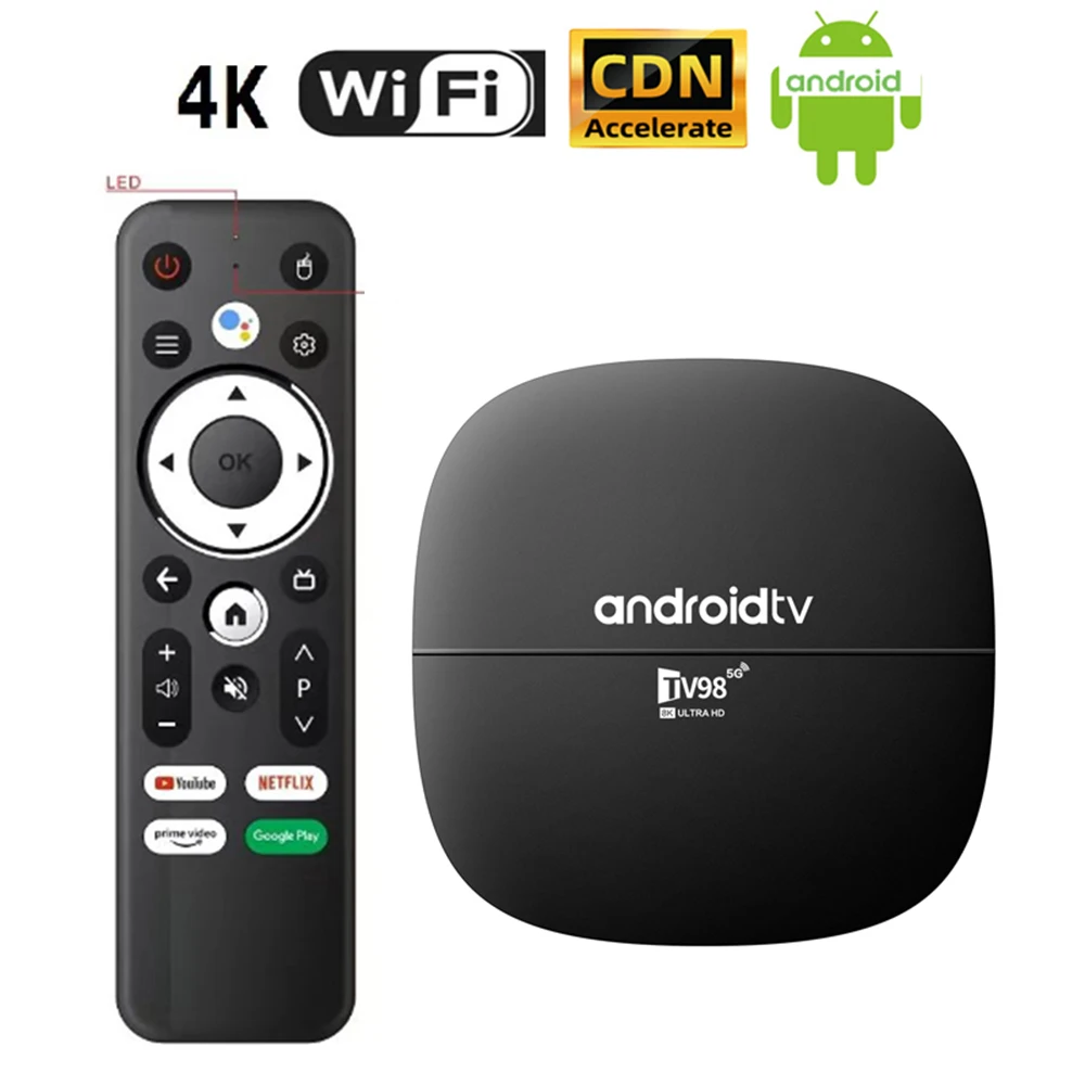 Tv98 Atv Smart Tv Stick Bluetooth Voice Remote Control Tv Box H313 Dual Band 5gwifi Android 13 Wifi Tv Media Player Set Top Boxs