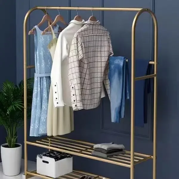 Light Luxury Hanging Hangers Home Floor-to-ceiling Coat Rack Balcony Drying  Bedroom Net Red Single Pole Simple Clothes