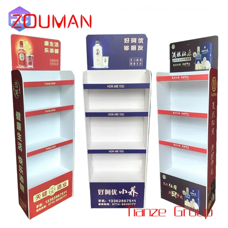 Custom , Customized Cardboard Water Display Stand Corrugated Paper Cardboard Pallet Display Rack Supermarket Shelf for Food Beve