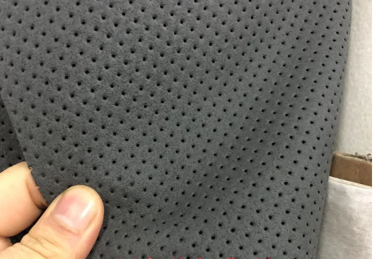 PU leather perforated embroidered plaid fabric car interior roof fabric 140*100cm 1mm