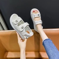 Platform Sandals Handmade Women Lattice Hook Loop Plaid Cloth Round Toe Summer Casual Ladies Outdoor Shoes - Image 3