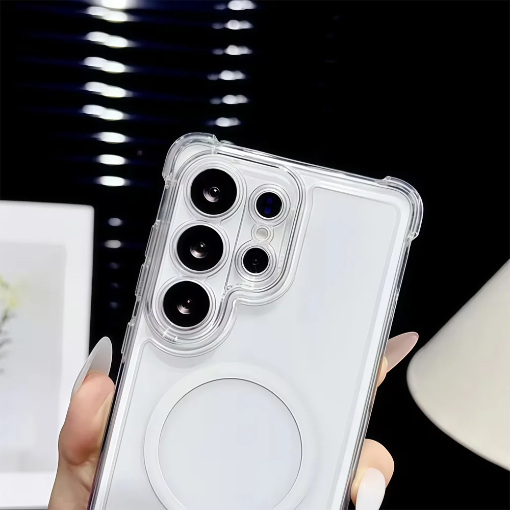 For Magsafe Case Samsung Galaxy S26 S25 S24 S23 S21 S20 FE S22 Note20 Ultra 10 Plus Magnetic Transparent Shockproof Cover