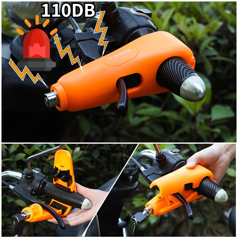 110DB เสียงปลุกรถจักรยานยนต์ล็อคมือจับสกู๊ตเตอร์ไฟฟ้าจักรยานปลอดภัย Anti-Theft Accelerator เบรคล็อคกุญแจ 1