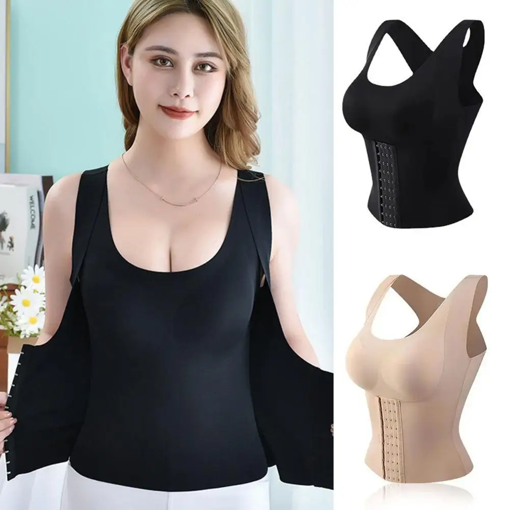 

Women Redutive Girdle Posture Corrector Bra 3 In 1 Seamless Underwear Sheath Slimming Corset Tops Tummy Control Shaper Tank Top