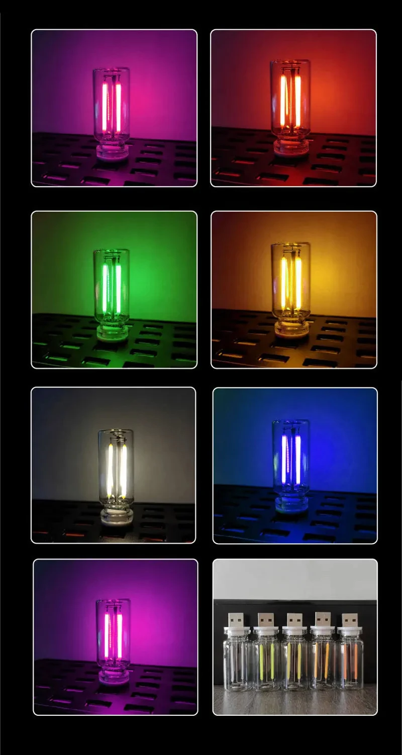 Portable USB Touch Night Light Plug and Play LED Incandescent Filament Lighting Decorative Ambient Lamp for Car Bedroom Camping Image 9