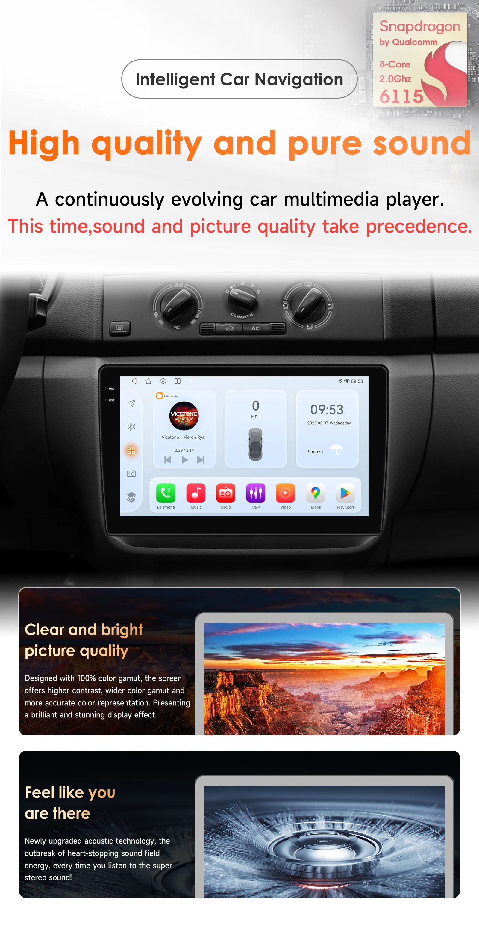 8 Core Carplay Andorid 14 Autoradio für Skoda Fabia 2 2007-2014 Multimedia-Player 360 Cam GPS Stereo 2din Auto intelligenter Bildschirm – Detail 3