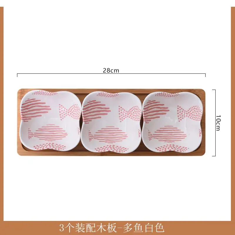Elegant Ceramic Snack Platter with Wooden Base – Stylish Living Room Serving Dish for Fruit, Candy, and More